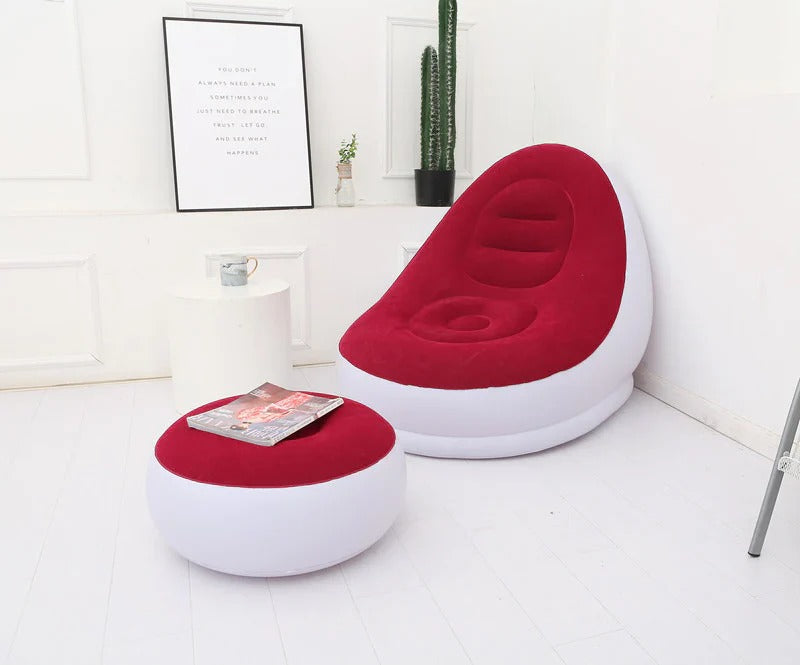 🛋️ComfyCloud💺 Sofá Inflable | Obsequio reposa pies + bomba de aire🎁