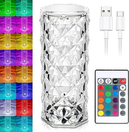 ⭐CRYSTAL LUXE ⭐Lámpara de Cristal con Luz Led - 16 Colores + control remoto