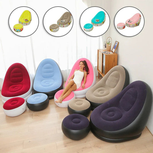🛋️ComfyCloud💺 Sofá Inflable | Obsequio reposa pies + bomba de aire🎁